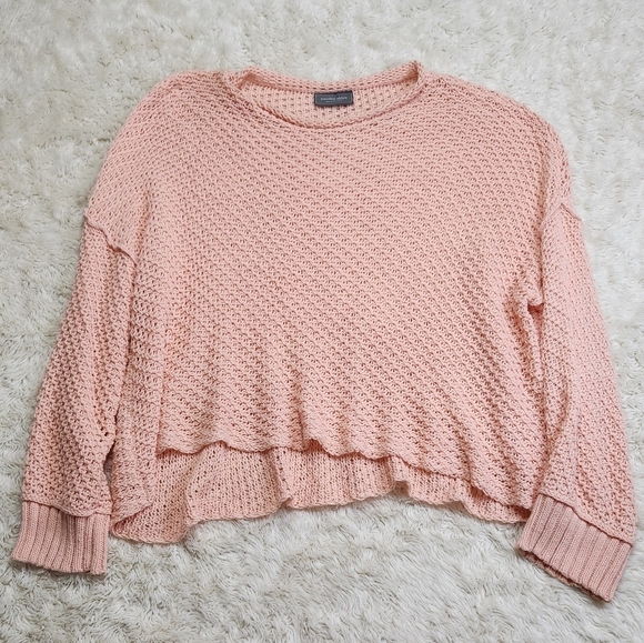 Wooden Ships Loose Knit Oversized Slouchy Cotton Blend Sweater Sz Med/LG Peach - Picture 4 of 9